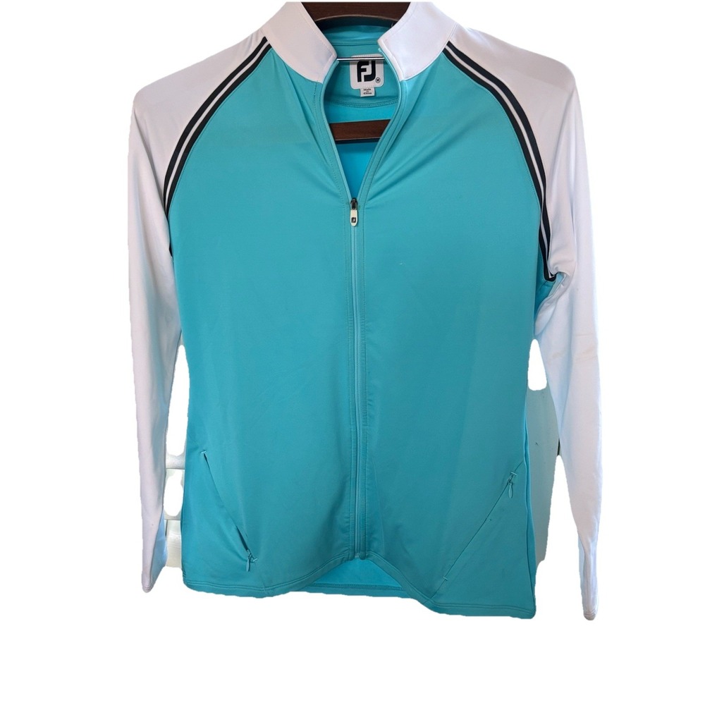 Footjoy Golf Light Jacket Womens Medium Full Zip Mock Collar Embroidered‎ Logo